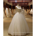 Curve Neckline White Satin/Tulle Wedding Dress